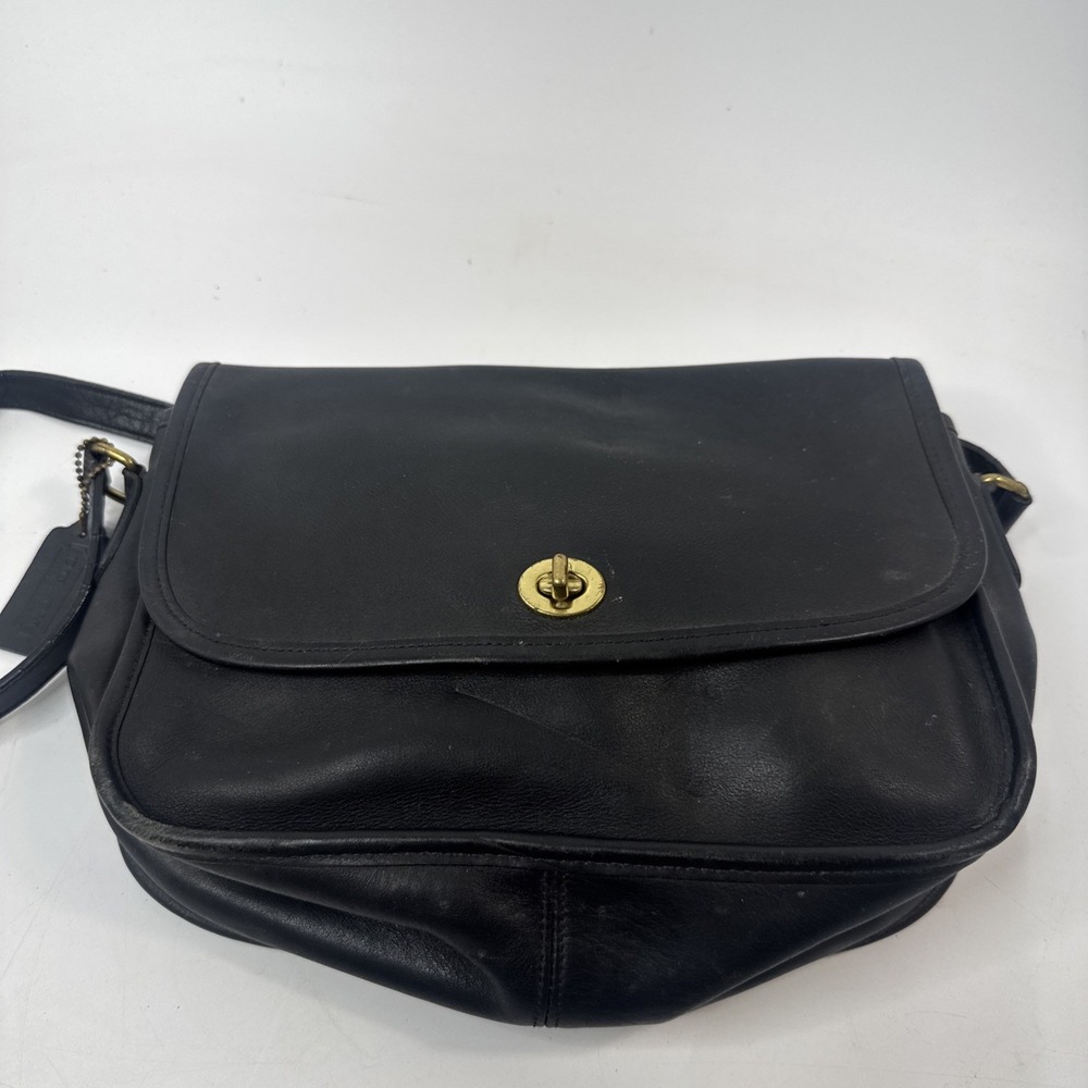 COACH Vintage City Black Leather Crossbody Shoulder Bag Handbag Purse 9790